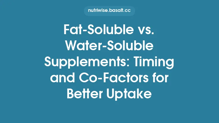 Fat‑Soluble vs. Water‑Soluble Supplements: Timing and Co‑Factors for Better Uptake Thumbnail